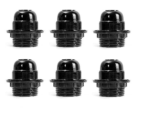 Mufasa E-27 Holders (Regular Screw Type) Black, with Ring, Lamp Shade Holder (Pack of 6) - Image 1