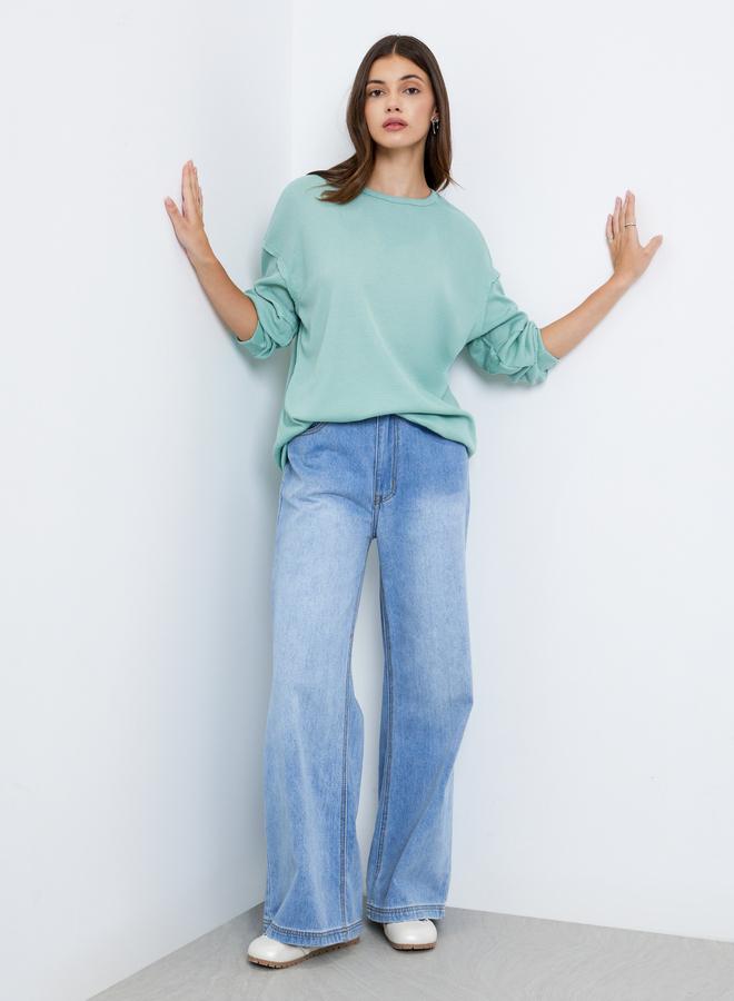 تايك تو سويت شيرت محبوك بنسيج بملمس وافل - Image 2