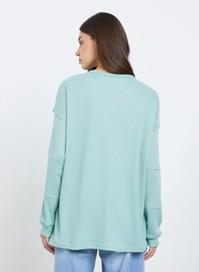 Take Two  Take Two Women Mint Green Waffle Knit Sweatshirt for Women | Best Price UAE