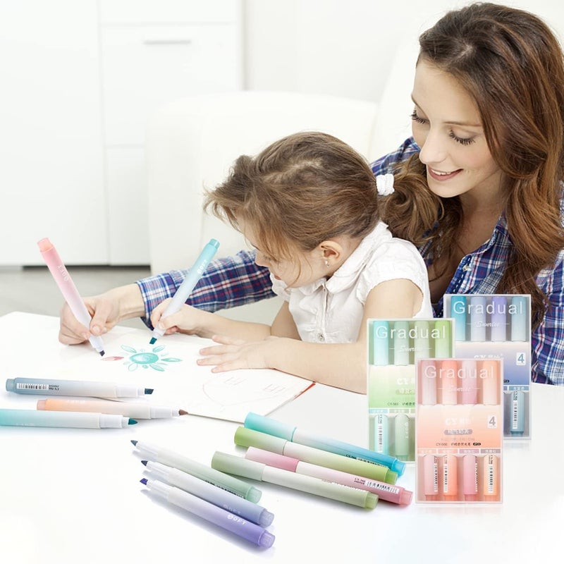 MITVIK 4Pcs Aesthetic Cute Highlighter Pen || Highlighters Markers Pen || Pastel Highlighter Pen Set || Water-based Ink Quick Dry for Note Taking School/Office Supplies (Blue) - Image 3