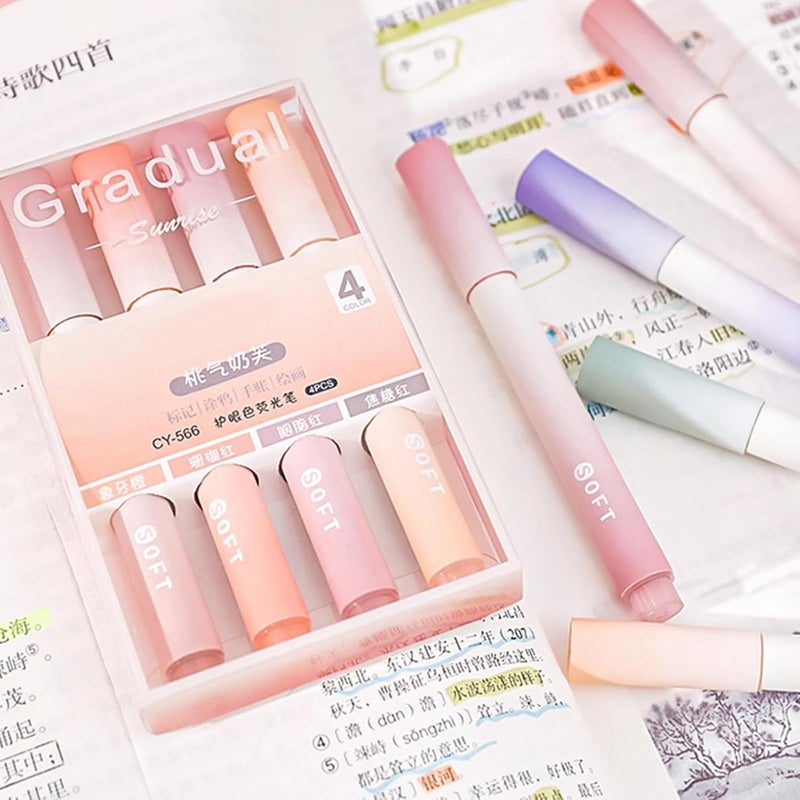 MITVIK 4Pcs Aesthetic Cute Highlighter Pen || Highlighters Markers Pen || Pastel Highlighter Pen Set || Water-based Ink Quick Dry for Note Taking School/Office Supplies (Blue) - Image 1