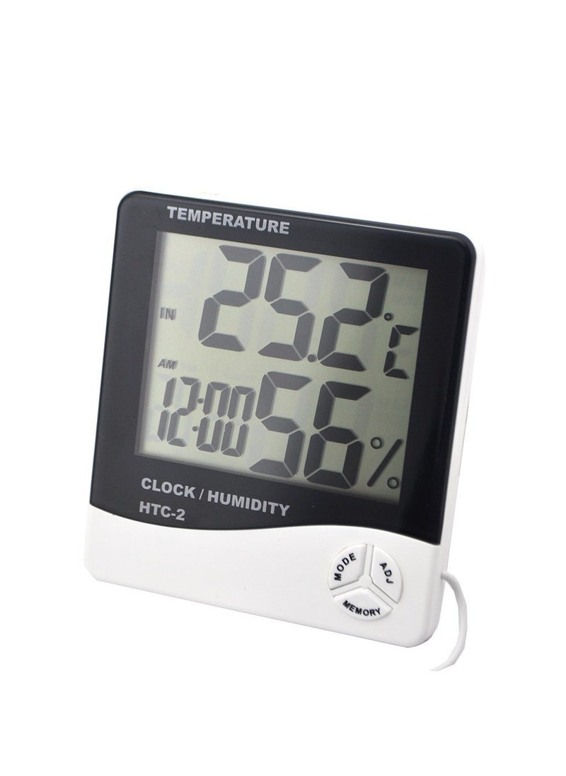 SAYSHA - Saysha Digital Hygrometer Thermometer Humidity Meter with Clock LCD Display HTC1 - Image 1