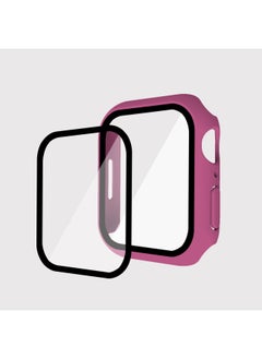 Suitable For Iwatch9 Watch Protective Shell PC Hard Shell Tempered Film Integrated Protective Cover 8/7/6 For Apple Watch Case-Color:Rose Red-Exterior Dimension:41mm(7 Generations With Keys)