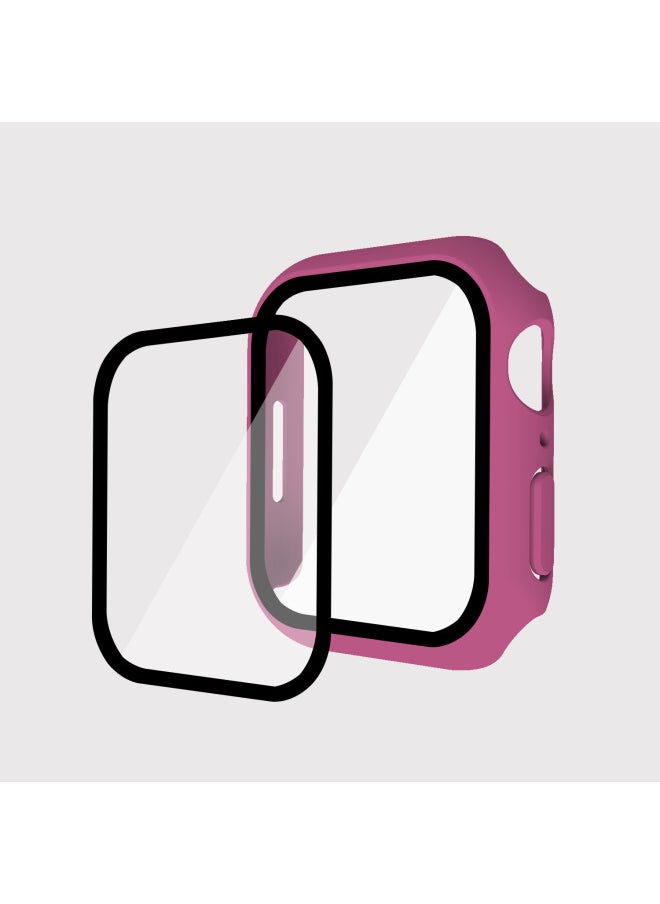 Generic - Suitable For Iwatch9 Watch Protective Shell PC Hard Shell Tempered Film Integrated Protective Cover 8/7/6 For Apple Watch Case-Color:Rose Red-Exterior Dimension:41mm(7 Generations With Keys) - Image 1