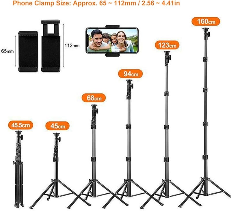 64 Inch Aluminum Alloy Portable Phone Tripod Stand With Remote 360 Rotation Holder For Photography Video Recording - Image 5