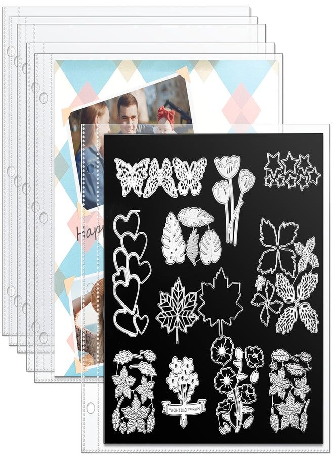tutata 50 Pack Scrapbook Page Protectors, with 5 Dies Storage Sheets for Scrapbooking and Card Making, Die Cut Storage, Fit Scrapbook Binder and 12x12 Photo Album Refill Pages - Image 1