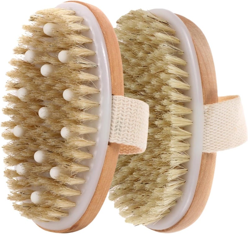 Lullaxx 2PCS Body Brush,Suitable For Dry Or Wet Brushing,Natural Materials And TPR Soft Beads, Promotes Blood Circulation, Lymphatic Drainage, And Improves Cellulite,Suitable For All Skin Types - Image 1