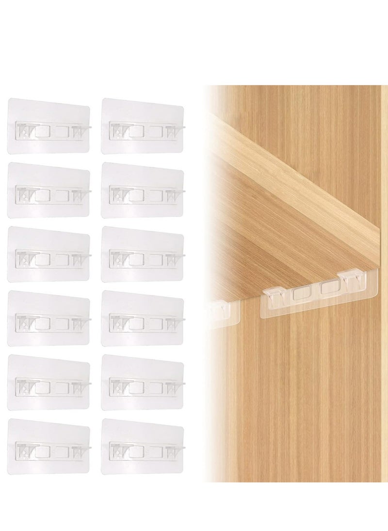 Oasisgalore 12-Pack No-Drill Self-Adhesive Shelf Support Pegs for Kitchen, Bookshelves, Closet  - Image 1