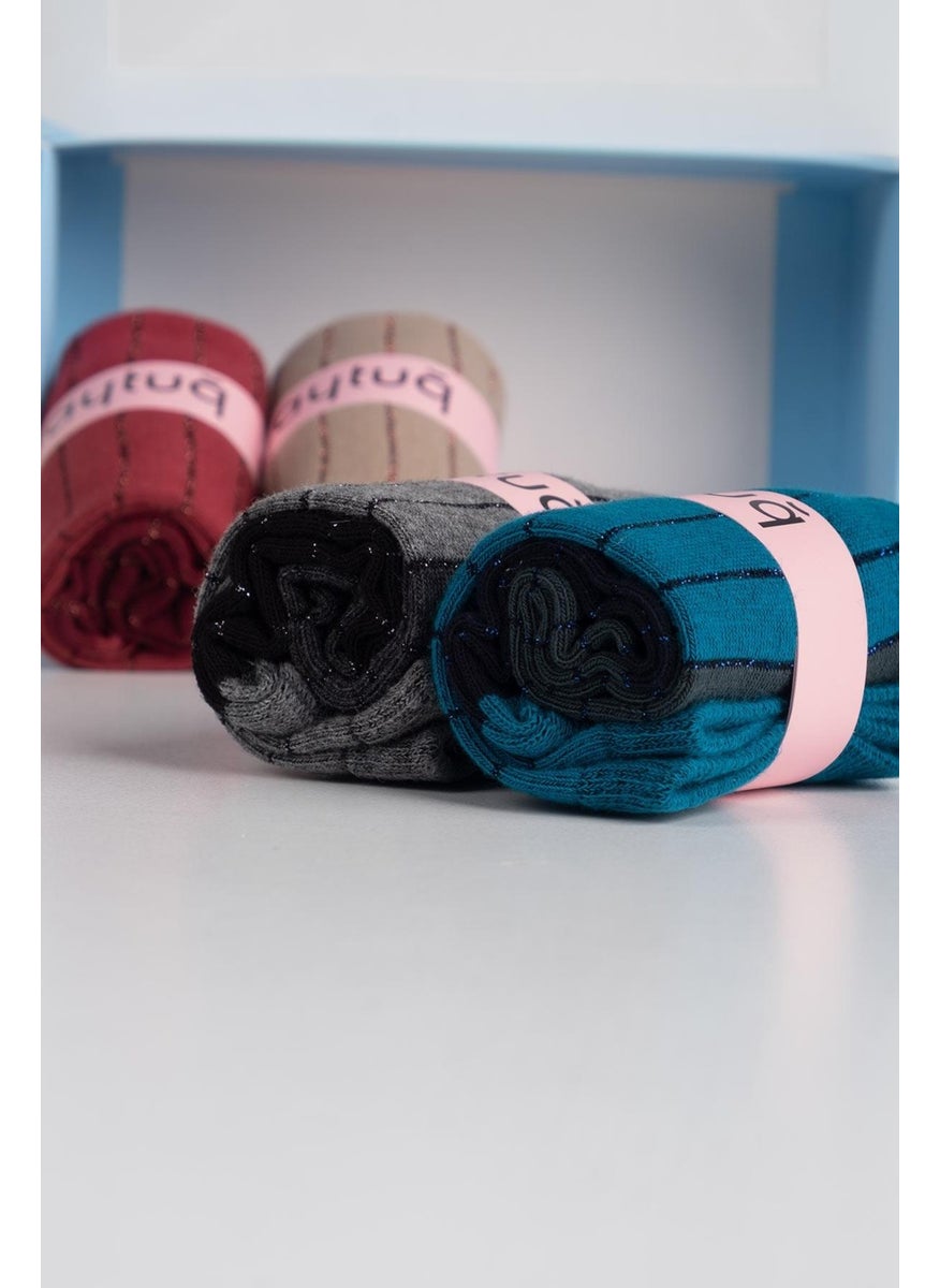 Aytuğ - Women's Cotton 4 Pairs Specially Boxed Multicolored Socks - 41075 - Image 1