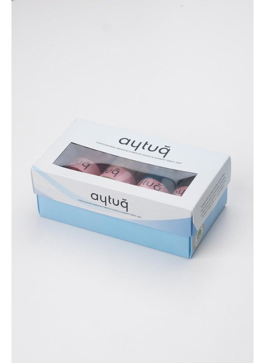 Aytuğ - Women's Cotton 4 Pairs Specially Boxed Multicolored Socks - 41075 - Image 1