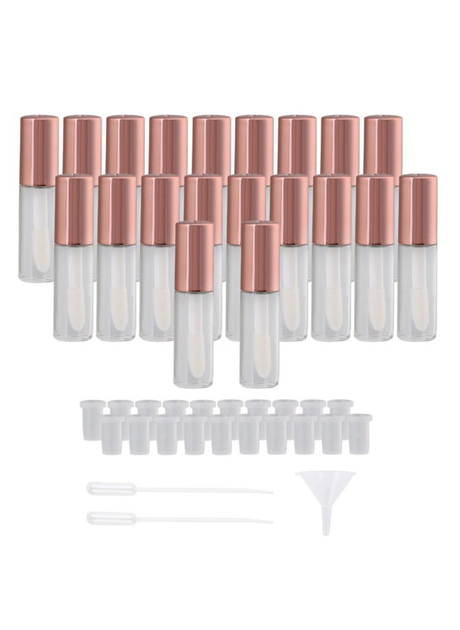 RDEXP - 1.2Ml Mini Refillable Travel Empty Lip Gloss Bottle Tube Vials Containers Inner Stopper Set Of 20 Rose Gold - Image 1