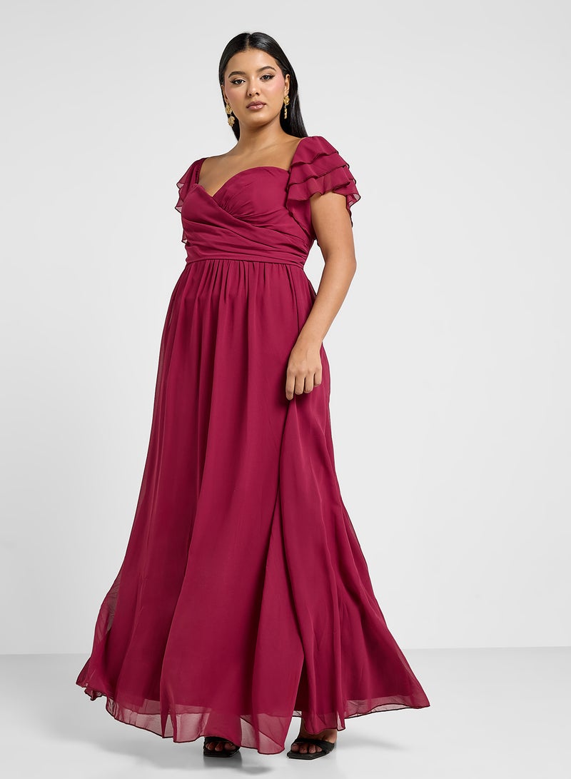 Ella Limited Curve Ruffled Sleeve Maxi Dress - Image 1