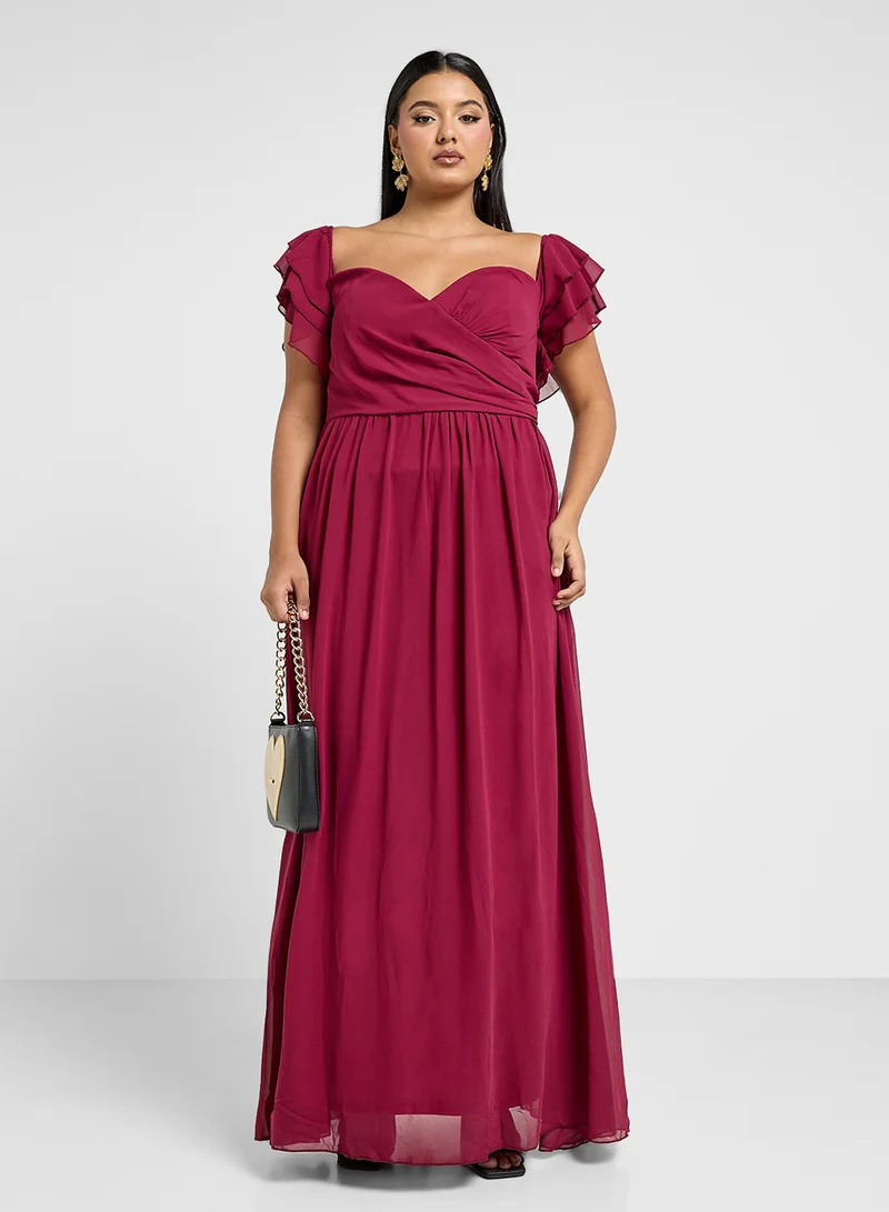 Ella Limited Curve Ruffled Sleeve Maxi Dress