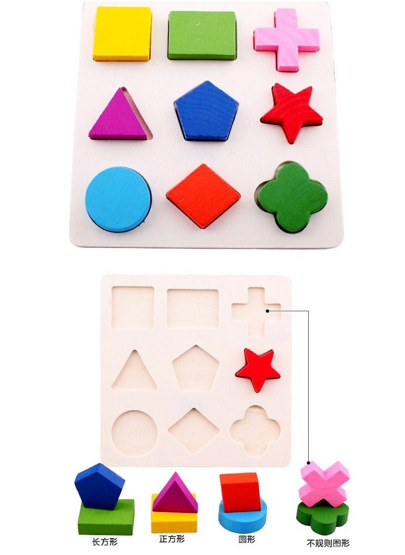 Three Patterns Baby Early Learning Wooden Geometry Shape Sorting Educational Puzzle Toy