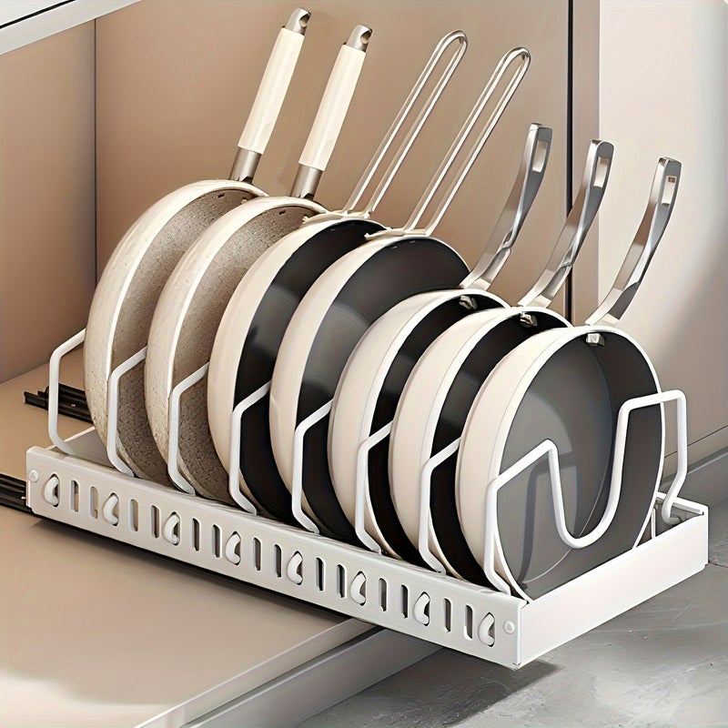 1pc/2pcs Under-Cabinet Pot and Pan Organizer, Cabinet Slide Lid Organizer, Each Pull-Out Cabinet Organizer with 8 Adjustable Dividers - Image 2