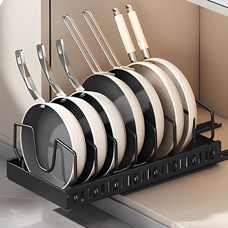 1pc/2pcs Under-Cabinet Pot and Pan Organizer, Cabinet Slide Lid Organizer, Each Pull-Out Cabinet Organizer with 8 Adjustable Dividers - Image 3