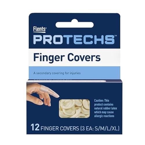 Flents First Aid Finger Covers, 12 Count, Small, Medium, Large, X-Large, Protects Finger While Healing From Injury (3 Pairs Each of S/M/L/XL) (69626) - Image 1
