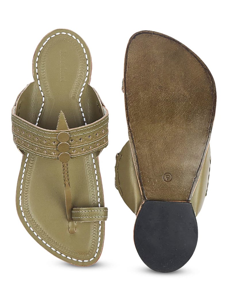 KORAKARI Men's Unique Seaweed Handmade Kolhapuri Chappal with Star Punching Comfortable Flip Flops Stylish Durable and Anti Slip Design Sandals Genuine Leather Traditional Indian Footwear - Image 4