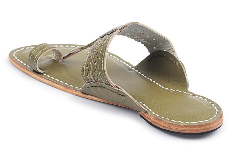 KORAKARI Men's Unique Seaweed Handmade Kolhapuri Chappal with Star Punching Comfortable Flip Flops Stylish Durable and Anti Slip Design Sandals Genuine Leather Traditional Indian Footwear - Image 3