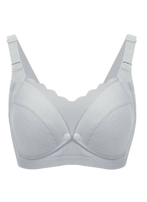 Comfy Solid Color Thin Cup Nursing Bra Pregnancy Underwear Grayish Blue