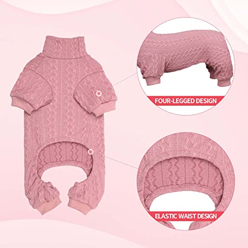Jamktepat Dog Sweaters for Large Dogs Turtleneck Knitted Pet Clothes Solid Color Puppy Sweater Warm Dog Sweater(Pink&L) - Image 4