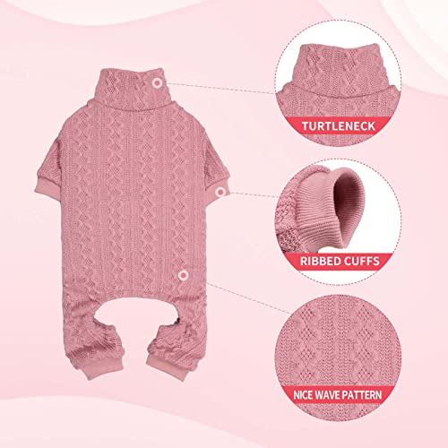 Jamktepat Dog Sweaters for Large Dogs Turtleneck Knitted Pet Clothes Solid Color Puppy Sweater Warm Dog Sweater(Pink&L) - Image 3