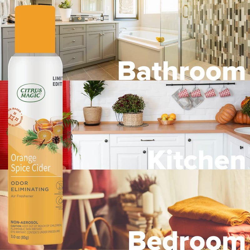 Citrus Magic رذاذ معطر للجو من سيتروس ماجيك، إصدار محدود، لإزالة الروائح الطبيعية، برائحة عصير البرتقال والتوابل، 3 أونصات، عبوة من 3 - Image 5