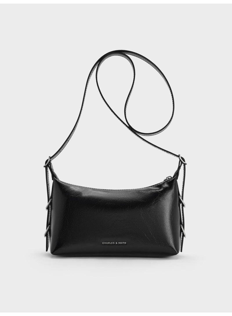 CHARLES & KEITH Bryna Belted Shoulder Bag & Crossbody Bag - Black - Image 5