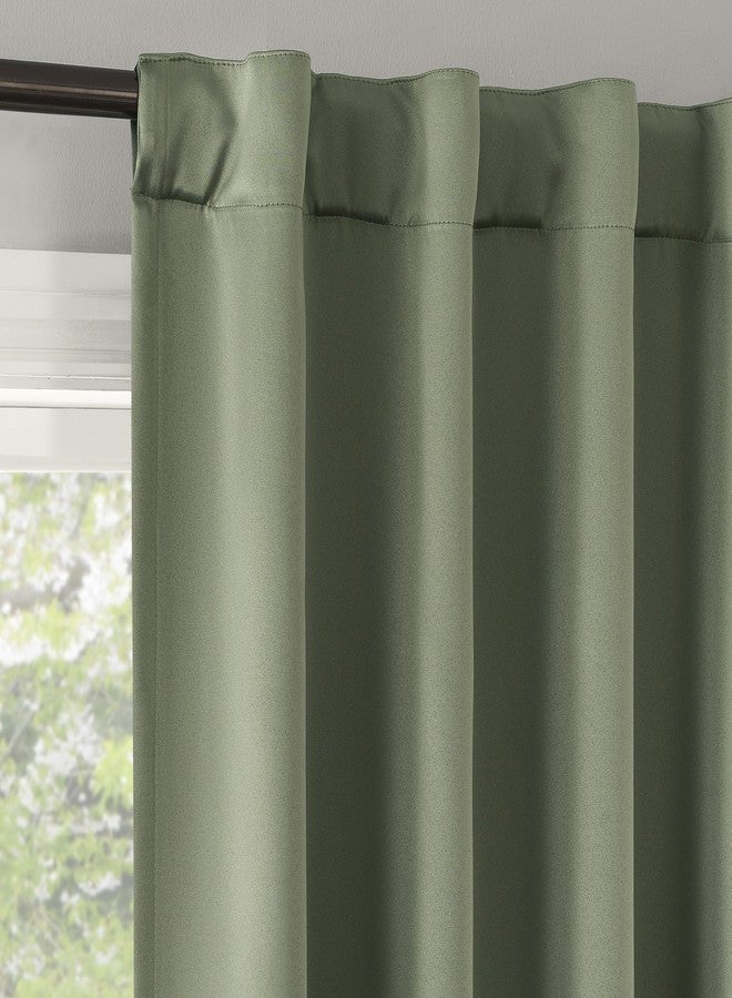 Sun Zero Belize 2-Pack Magnetic Closure Pleated Look Theater Grade 100% Blackout Back Tab Curtain Panel Pair, 52" x 96", Sage Green - Image 3