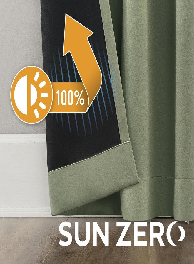 Sun Zero Belize 2-Pack Magnetic Closure Pleated Look Theater Grade 100% Blackout Back Tab Curtain Panel Pair, 52" x 96", Sage Green - Image 5