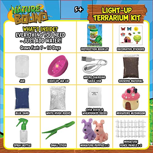 Nature Bound Light-Up Terrarium Kit with LED Light for Kids - Includes Puppy Animal Theme - STEM Science Kit for Boys & Girls - Plant Gardening Gifts for Children (Pink) - Image 3