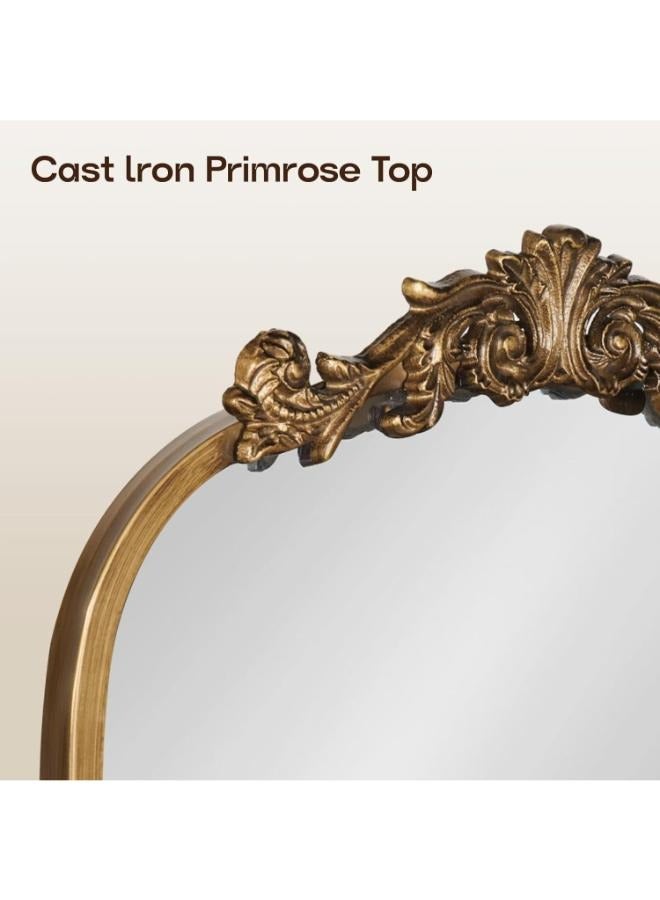 USHOWER USHOWER 24" x 36" Gold Vintage Mirror for Wall, Antique Baroque Mirror with Ornate Frame, Arched Brass Mirror for Bathroom, Living Room, Fireplace, Entryway  - Image 3