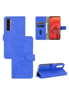 HuHa Case Cover For Realme X50 Pro / X50 Pro 5G Solid Color Skin Feel Magnetic Buckle Horizontal Flip Calf Texture PU Leather Case with Holder & Card Slots & Wallet Blue 