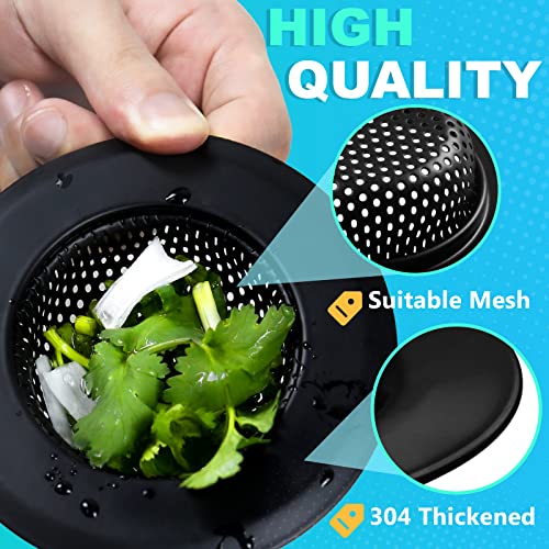 SYIPO Sink Drain Strainer, 2 PCS Kitchen Sink Strainer - Upgraded Large Wide Rim 4.5" Diameter Stainless Sink Strainers for Kitchen Sinks, Suitable for Most Sink Drains, Anti Clogging - Regular Black - Image 3