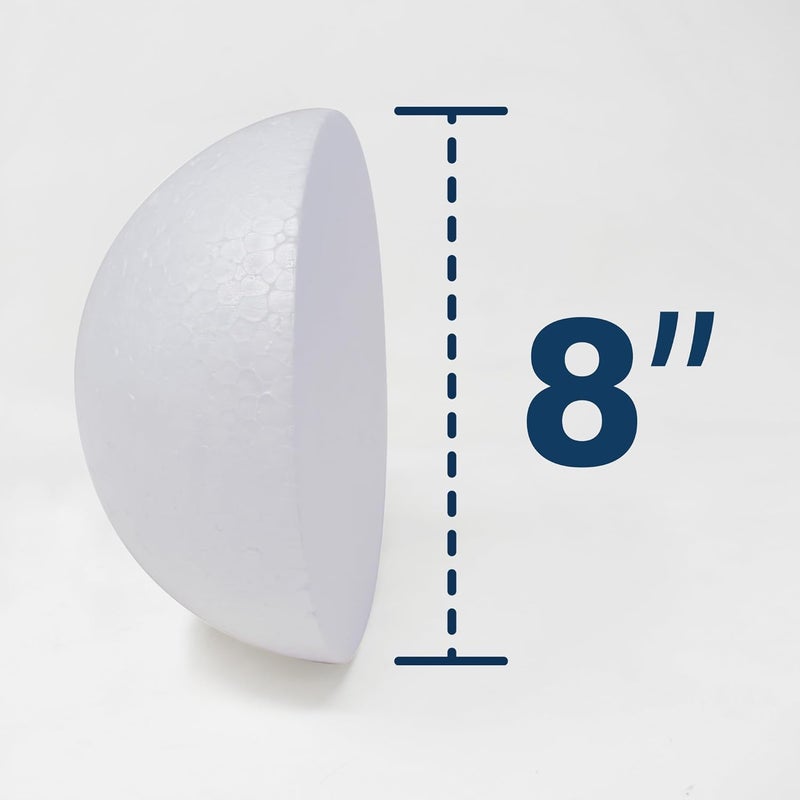 EVER SHINE 8" Craft Foam Half Ball - Smooth Half Foam Polystyrene Balls for Craft and Project, Pack of 4 - Image 1