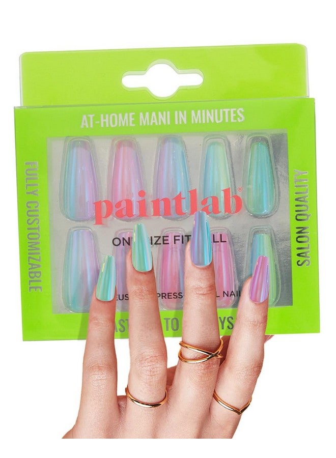 PaintLab Press-On Nails Manicure Kit, Check you out II, 30-Piece Set, Long-Lasting Fake Nails with Glue, File, Prep Pad & Cuticle Stick - Image 1