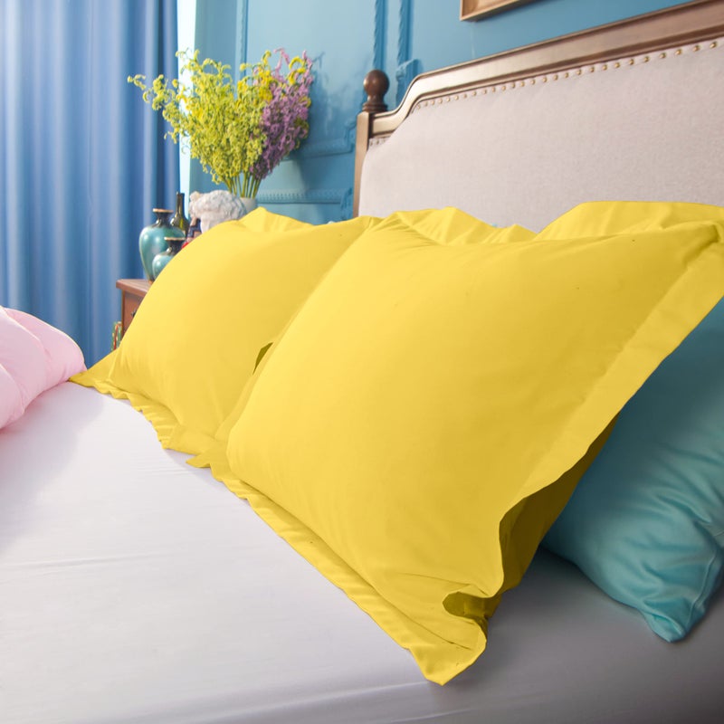 NTBAY NTBAY King Pillow Shams - 2 Pack Brushed Microfiber 20x36 Sham Covers - Super Soft and Cozy  Wrinkle  Fade  Stain Resistant 20x36 Inches Oxford Pillowcases  Yellow  - Image 5