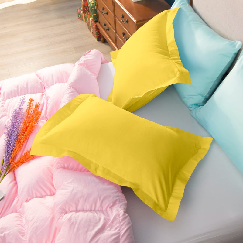 NTBAY NTBAY King Pillow Shams - 2 Pack Brushed Microfiber 20x36 Sham Covers - Super Soft and Cozy  Wrinkle  Fade  Stain Resistant 20x36 Inches Oxford Pillowcases  Yellow  - Image 4