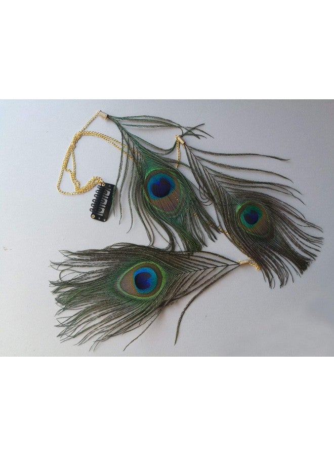 Fodattm 3Pcs Handmade Peacock Feather Hippie Hair Extension Headdress Headband Bohemia Feather Hair Clips Comb Hairpin Headdress For Women - Image 3
