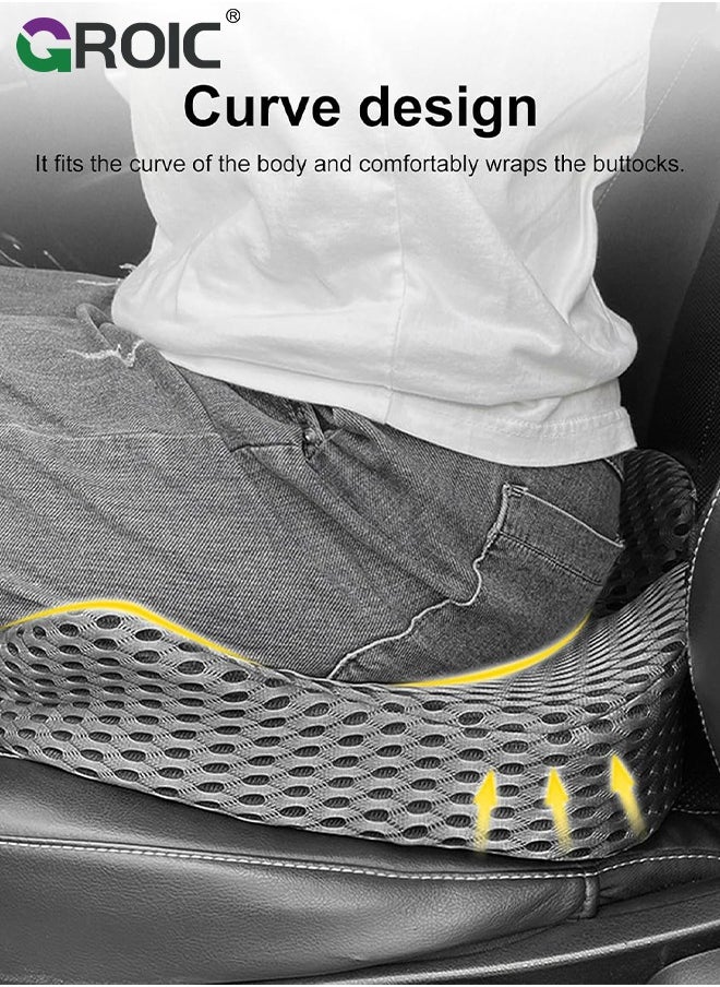 GROIC Widen Car Seat Cushion for Driving, Innovative Seat Cushion with Breathable Macropore Memory Foam for Enhanced Breathability & Support, Car Cushions for Hip Pain Relief, Improve Vision/Posture  - Image 2