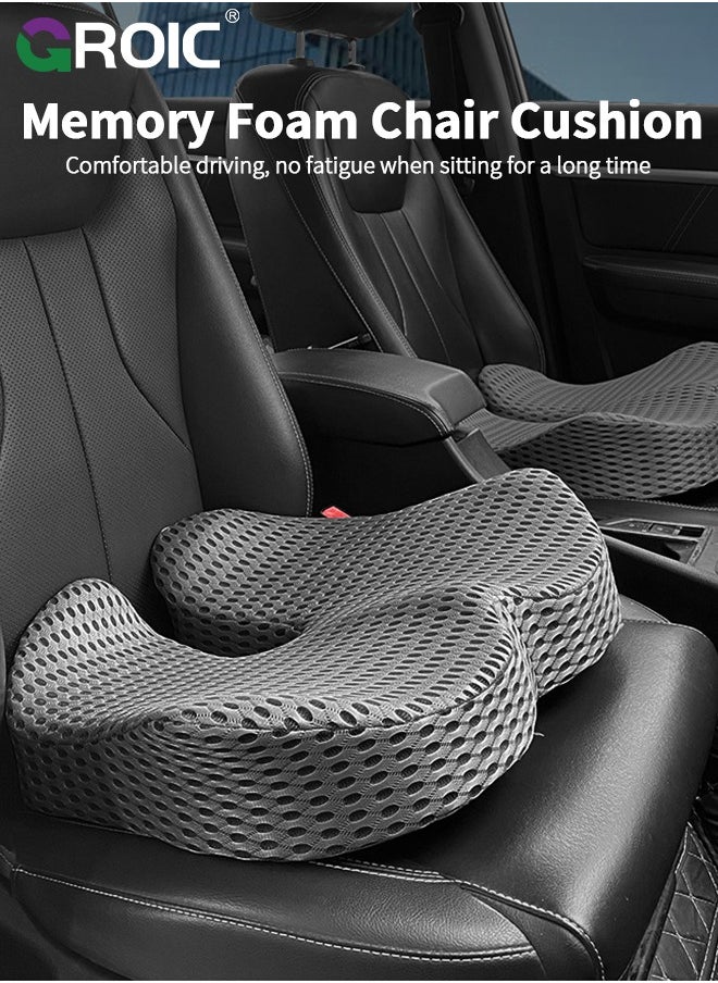 GROIC Widen Car Seat Cushion for Driving, Innovative Seat Cushion with Breathable Macropore Memory Foam for Enhanced Breathability & Support, Car Cushions for Hip Pain Relief, Improve Vision/Posture  - Image 3