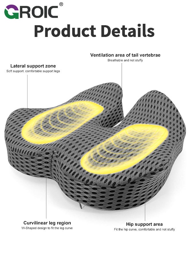 GROIC Widen Car Seat Cushion for Driving, Innovative Seat Cushion with Breathable Macropore Memory Foam for Enhanced Breathability & Support, Car Cushions for Hip Pain Relief, Improve Vision/Posture  - Image 4
