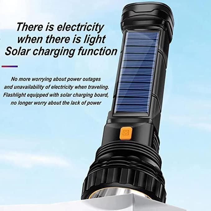 Esidai 4pcs Solar/Rechargeable Multi Function 1000 Lumens LED Flashlight, with Emergency Strobe Light and 1200 Mah Battery, Emergency Power Supply and USB Charging Cable, Fast Charging (4PC) - Image 4