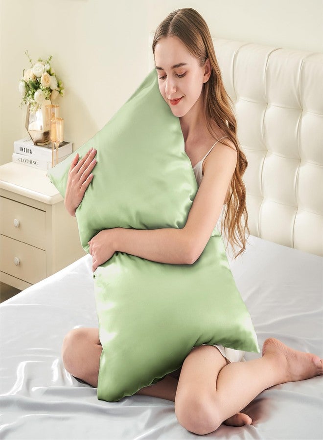 INFIIXSO Mulberry Silk Pillowcase for Hair and Skin, Silk Pillow Cases Standard Size with Hidden Zipper 20"x26", Extraordinary Smooth and Soft Cooling Pillow Cases for Hot Sleepers(Sage Green, 1 Pack) - Image 3
