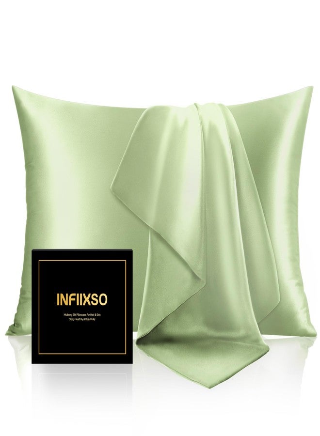INFIIXSO Mulberry Silk Pillowcase for Hair and Skin, Silk Pillow Cases Standard Size with Hidden Zipper 20"x26", Extraordinary Smooth and Soft Cooling Pillow Cases for Hot Sleepers(Sage Green, 1 Pack) - Image 1
