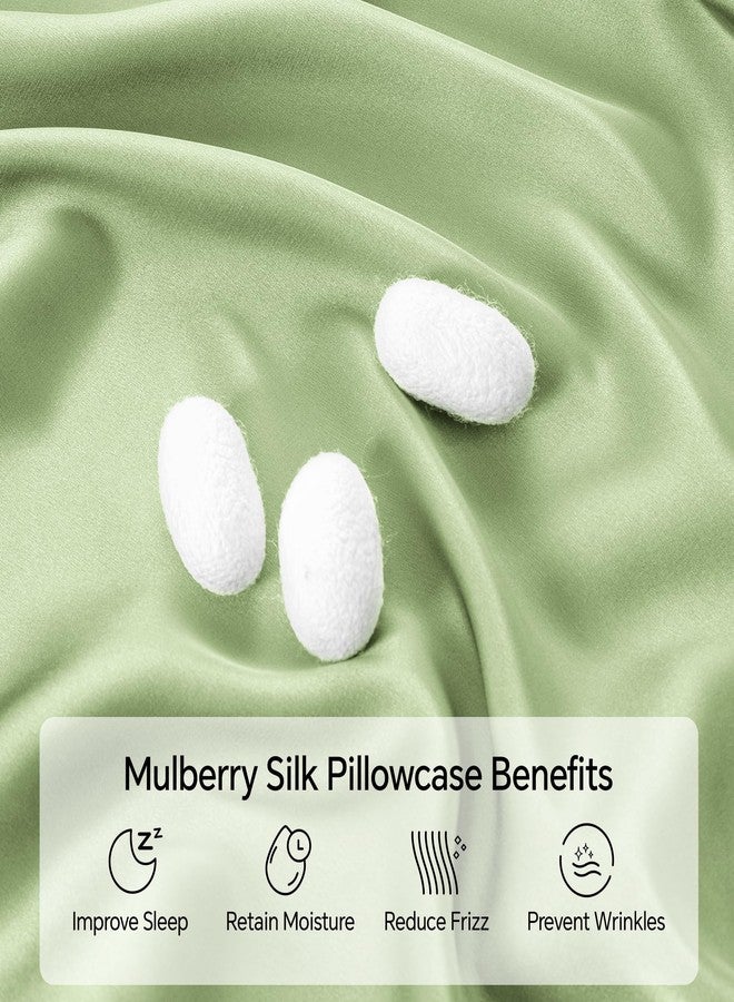 INFIIXSO Mulberry Silk Pillowcase for Hair and Skin, Silk Pillow Cases Standard Size with Hidden Zipper 20"x26", Extraordinary Smooth and Soft Cooling Pillow Cases for Hot Sleepers(Sage Green, 1 Pack) - Image 2