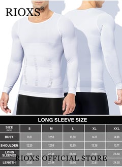 RIOXS Men Compression Shirt For Body Slimming,Body Shaper Sports Shapewear Top For Men,Long Sleeve Round Neck Slim Fit T-Shirt,Body Shaper Undershirt,Tummy Control Shapewear For Workout Fitness  - Image 5