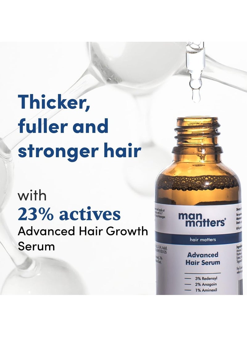 Man Matters Advanced Hair Growth Serum 30ml - With 23% actives (3% Redensyl, 2% Anagain & 1% Aminexil, Rosemary Leaf Extract) - Reactivates Hair Cells and Promotes Hair Growth - Image 2