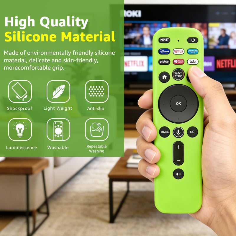 Climberer [2Pack] Climberer Cover for VIZIO XRT260,Smart TV Remote Control Replacement Glow in Dark Protective Skin Case - Blue & Green (XRT260) - Image 4