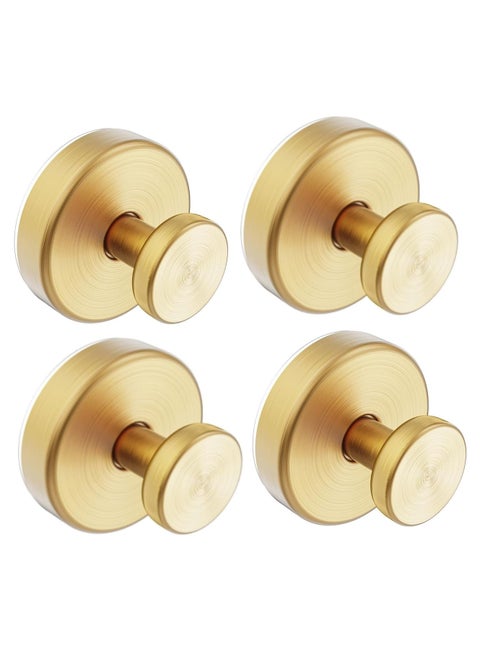 Upgrade Waterproof Suction Cup Hooks, Stainless Steel No-Drill Hooks for Shower, Kitchen, Glass Door, Mirror, Tile – Towel, Coat, Bath Robe Hook Holder for Hanging up to 15 lbs –Gold (4 Pack)